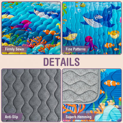 Baby Play Mat, 71"x59" Soft Thicker Playpen Mat, Non-Slip Baby Play Mat for Floor, Portable & Waterproof, Machine Washable Crawling Play Mat for Babies,Toddlers and Infants to Play and Learn,Sea World