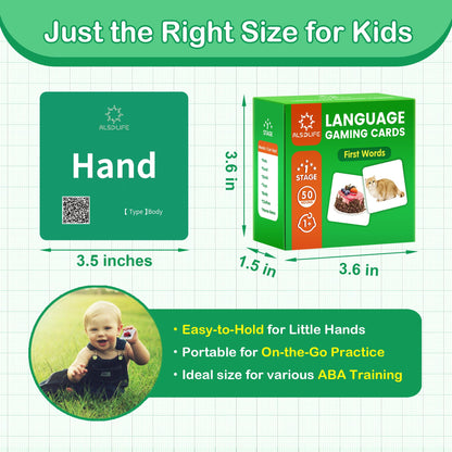 ALSOLIFE Thick & Durable Sight Words Flash Cards for Kindergarten，50 First Words Fun Video Flash Cards for Toddlers，Speech Therapy Help Learning & Play Game，Kids Aba Therapy Learning Materials