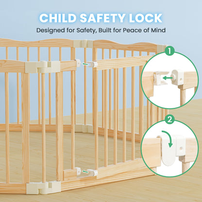 7-in-1 Foldable Wooden Toddler Climbing Toys, Foldable Wooden Playpen - Adjustable Wood Baby Play Yard
