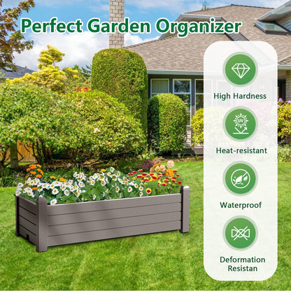 EasyUp Horticulture Garden Bed, Divisible Resin Planter Box for Backyard, Patio, Balcony, with 4 Legs(Gray,43.31 * 17.72 * 12.6)