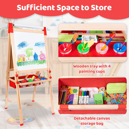 Joyooss Art Easel for Kids Easel for Toddlers,Adjustable Standing Double Sided Toddler Easels Kid Art Chalkboard with Paper Roll & Whiteboard,Easel for Kids Age 4-8 9-12