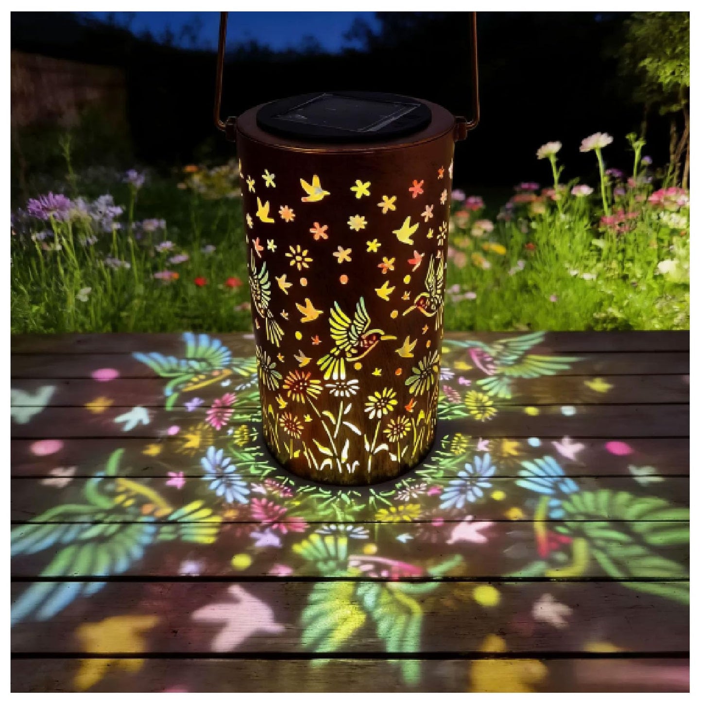 Solar Lanterns Outdoor Waterproof, Birthday Gifts for Women Mom Grandma, Hanging Colorful Sunflower Solar Lanterns (Hummingbird)