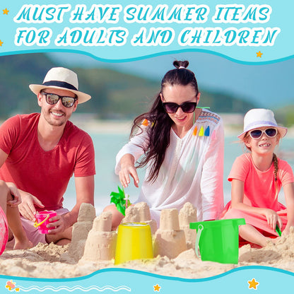 Didaey 7.5 Inch Beach Buckets and Shovels Plastic Sand Pails Castle Building Sand Shovel for Boys and Girls Summer Beach Toys Party Favors(24 Set)