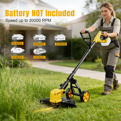 3 in 1 Cordless String Trimmer Compatible with Dewalt 20V Battery (NO Battery), 14" Electric Weed Wacker with Wheel, Lightweight Battery Powered Weed Eater/Edger Trimmer/Grass Trimmer w/8 Line Spools