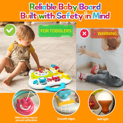 100PCS Baby Blocks Set with Storage Bucket, Building Block Toys STEM Educational Toddler Gifts and Montessori Busy Board Sensory Toys for Toddlers 1-3, 13 Activity Music & Led Light Up Montessori Toys