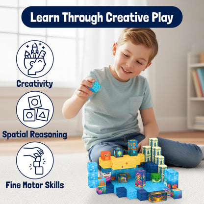 Zuvvo 120 PCS Light Up Magnetic Building Blocks for Kids – 1 Inch Magnet Cubes for Kids 3 4 5 6 7 8+, STEM Montessori Educational Toys, Sensory Learning Construction Toy Gift for Boys and Girls