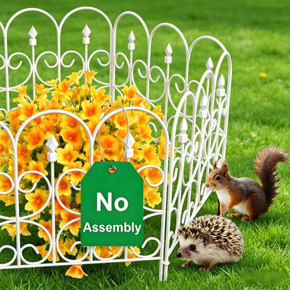AMAGABELI 5 Panels 32in(H)×10ft(L) Decorative Garden Fences and Borders for Dogs No Dig Rustproof Metal Fence Panels Garden Edging Border Animal Barrier Fencing for Flower Beds Yard Patio Decor White