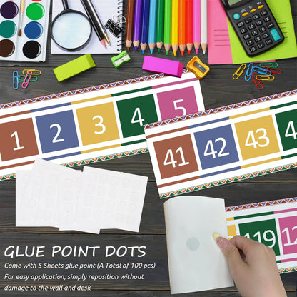 Number Line for Classroom Office Wall,Number Line Bulletin Board Border 0 to120 Laminated Number Line Strips Chalkboard Brights Number Line Math Poster Classroom Study Room Decorations for Teachers