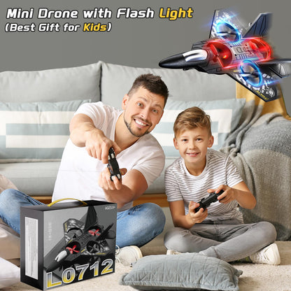 WATUDOU Foam Remote Control Airplane Drone for Kids Ages 8-12, Remote Control Jet with Lights, 360° Flips, Auto Hover, Headless Mode, One-Key Take Off & Landing, Outdoor Flying Toy Gift for Boys