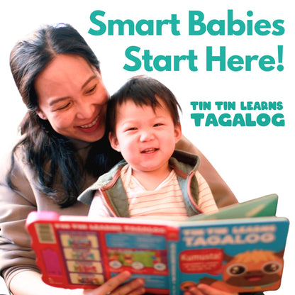 Tin Tin Learns Tagalog Vol. 3 — Interactive Sound Board Book for Toddlers 1-3, Bilingual English & Filipino Songs & Nursery Rhymes, Talking Musical Book, Musical Toy Gift for Babies & Kids