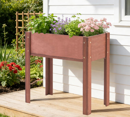 Raised Garden Bed with Legs, 31x16x31'', Outdoor Wood Elevated Planter Box, Thick Legs, w/Liner