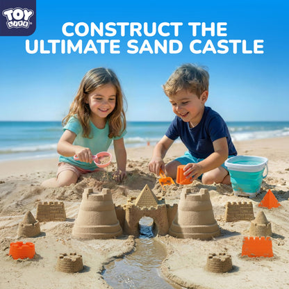 TOY Life 32 Pcs Ocean Beach Toys for Kids Ages 4-8 Collapsible Sand Toys with Water Wheel Watering Can Silicone Bucket Sand Castle Building Kit Travel Sandbox Toy for Party Fishing Summer Toys