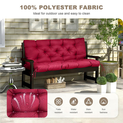 NANGELRN Porch Swing Cushion with Backrest,Waterproof Bench Cushion for Outdoor Furniture,2-3 Seater Replacement Thickened Swing Cushion with Ties,Patio,Outdoor,Backyard and Garden (Wine Red,60x40)