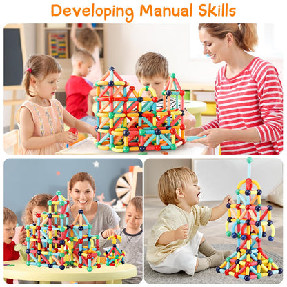 STEMTiles 64PCS Magnetic Building Blocks, Montessori Magnet Toys for Kids Toddlers, STEM Learning Toys for Boys and Girls, Creativity Kids Game
