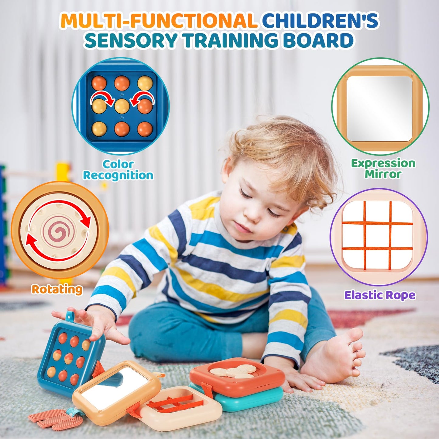 Dilovely Busy Board for 1 Year Old, Travel Toys for Toddlers 1-3, Montessori Busy Board - Car Airplane Essentials, Sensory Activity Cube Birthday Gifts for Baby Infant Boy Girl