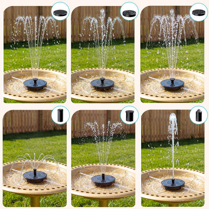 AMZtime Solar Fountain for Bird Bath, New Upgrade Mini Solar Fountain Pump, Free Standing Solar Powered Water Pump for Garden, Outdoor, Fish Tank, Pond and Pool