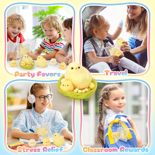 NINAOR Squishy Fidget Toys, 6Pcs Squeeze Soft Cute Stuff Chicken Sensory Toys for Kids Stress Relief Gifts, Birthday Party Favors Desk Classroom Decor Goodie Bags Stocking Stuffers