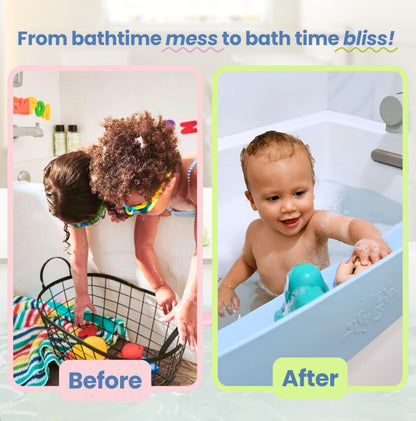 Little Splasher Original PlayPad, Bathtub Splash Guard Play Shelf - Toy Tray Caddy Holder Storage - Suction Cups Attach to Bath Tub - No Mess Water Spill in Bathroom for Toddlers Kids Baby (Orange)