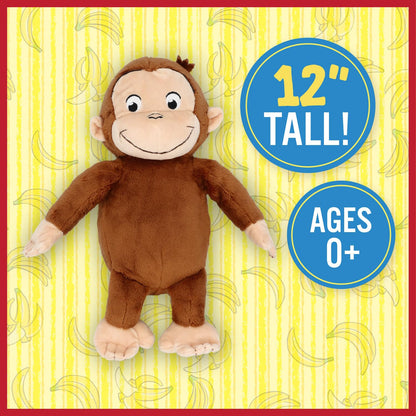 Kids Preferred Curious George Monkey Stuffed Animal Plush Toys Soft Cutest Cuddle Plushie Gifts for Baby and Toddler Boys and Girls - 12 Inches