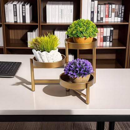Plant Stand 3 Tier Indoor Metal Flower Shelf Corner Tabletop Holders for Garden Balcony Living Room Bedroom Patio Bronze