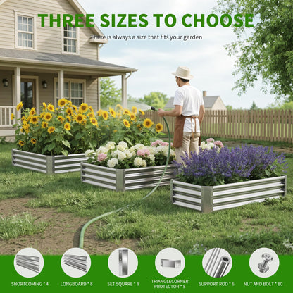 Anmiro Galvanized Raised Garden Bed,Outdoor Planter Box Metal Patio Kit Planting Bed for Vegetables Flowers Herb (Galvanized, 8x4x1ft-2p)