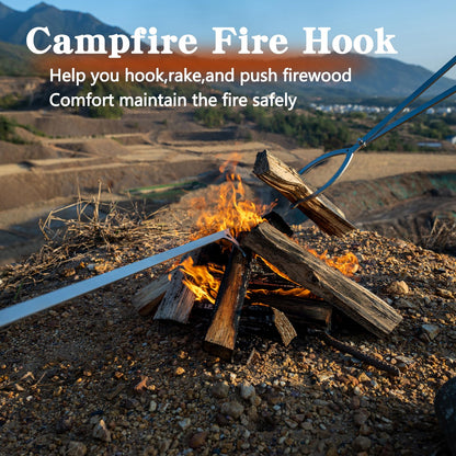 40" Stainless Steel Fire Log Tongs Firewood Grabber and Fire Poker Set,Large Fire Pit Tool Outdoor/Indoor Bonfire Campfire Backyard Deck Camping Log Grabber Safely Moves Firewood