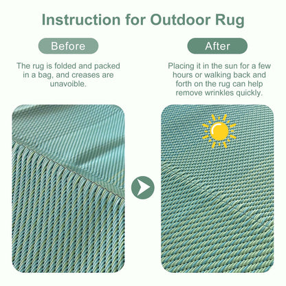 Anidaroel 8x10ft Ombre Outdoor Rug for Patios Clearance, Waterproof Camping Rug for Outside RV, Reversible Plastic Straw Outside Rugs, Large Outdoor Area Rug for Camper, Picnic(Blue&Green,8'x10')