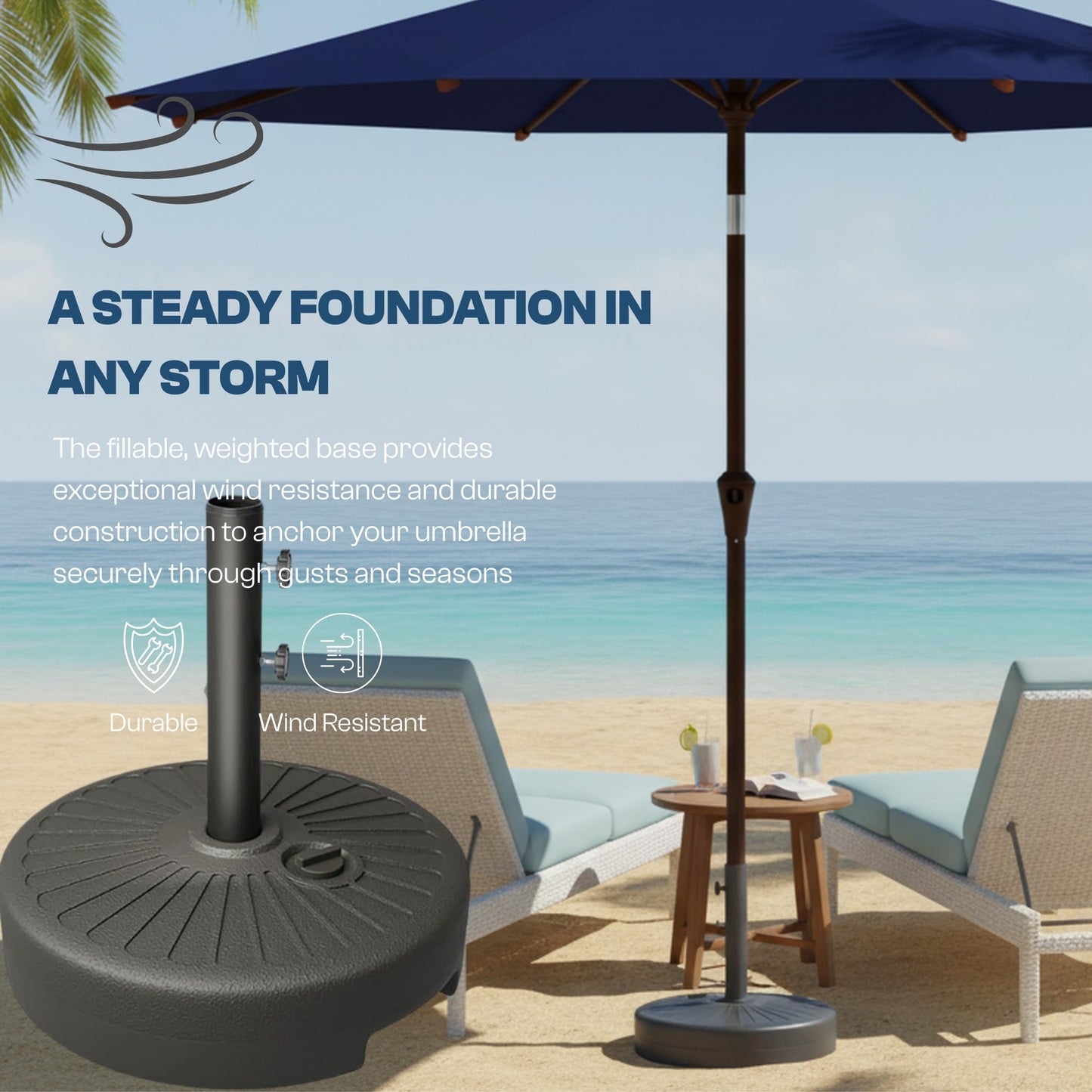 Patio Kingdom Umbrella Base Water Filled Stand 81.5lb Max Capacity Heavy Duty Patio Umbrella Base for Outdoor,Deck,Market,Lawn,Garden