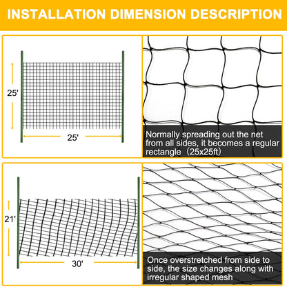 BSTPCOO Chicken Netting 25'x25' with 1" Mesh Nylon Bird Netting for Chicken Coop, Heavy Duty Poultry Net Bird Net for Garden Deer Fence for Fruit Tree