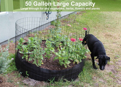 Raised Garden Bed, 2-Pack 50 Gallon Round Fabric Garden Grow Bags - Heavy Duty Breathable Fabric Planter Containers for Gardening Vegetables, Herbs, and Plants - Outdoor