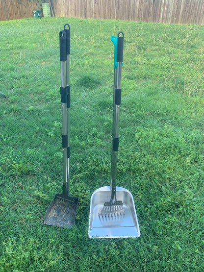 indiedouker Dog Pooper Scooper for Large Dogs with Large Capacity Tray and 36" Long Handle Rake,Stainless Steel Dog Poop Scooper for Dogs,Heavy Duty Dog Poop Scooper for Yard