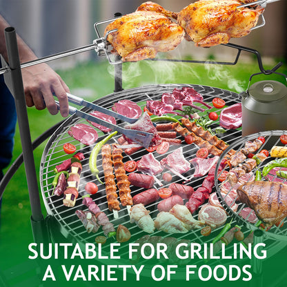 Outvita 33 Inch 2 in 1 Fire Pit with Grills, Wood Burning Fire Pits with Adjustable Swivel Cooking Grate for Outside BBQ Patio Picnic Party