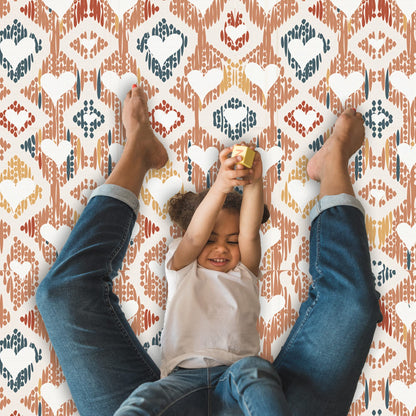 JumpOff Jo Foldable Foam Play Mat – Large Waterproof Baby & Toddler Activity Floor Mat, Double-Sided 70 x 59 Inch Play Surface - Boho Hearts