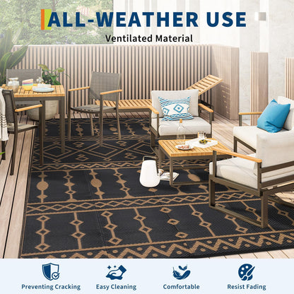 Jojoka Outdoor Waterproof Plastic Straw Rug, Large Reversible Portable Floor Mat, Outside Carpet for Patio, Balcony, Deck, Porch, Backyard, RV Travel & Camping