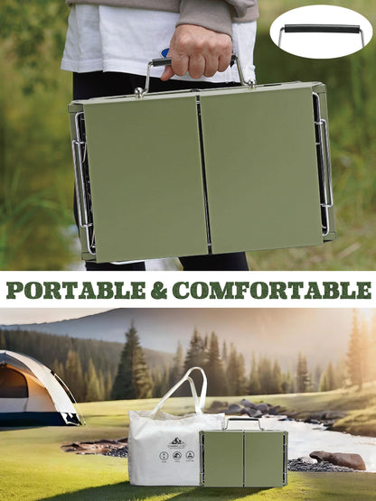 Charmline 14 x 9 inches Portable Charcoal BBQ Grill, Foldable Compact Camping Barbecue for 1–3 People, Ideal for Garden, Beach, Picnic & Tabletop Use, Green