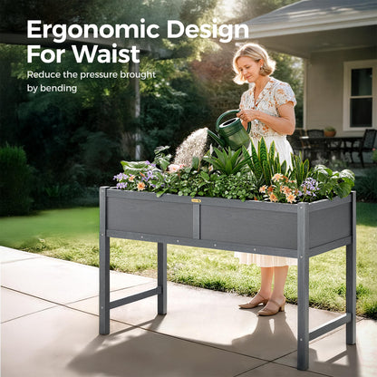 TT Nature HDPE Raised Garden Bed with Legs, 47x22x30 inch Outdoor Elevated Planter Box for Vegetables, Herbs & Flowers, Weather-Resistant Raised Garden Beds for Patio, Balcony & Backyard Gardening