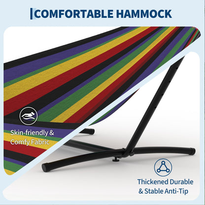 Hammock Chair Outdoor with Stand - Heavy Duty 500LB Capacity Portable Hanging Swing Chair for Patio, Garden, Backyard, Camping -Polyester Blend with Adjustable Steel Frame & Carry Bag