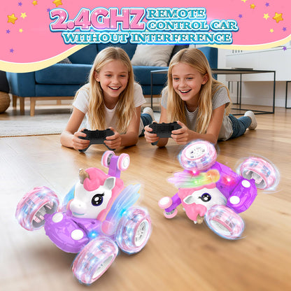 Mafbeanl Remote Control Car Stunt RC Cars 360° Rotating with 2.4GHz Rechargeable Wheel Lights Toys Car Gift for Boys Girls 3 4 5 6 7 8 9 10 11 12 (Pink)