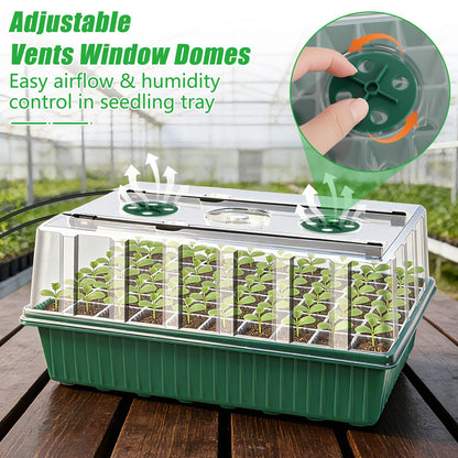 2 Set 120-Cell Seed Starter Kit with Seedling Heat Mat, Self-Watering Seed Starter Tray with Adjustable Brightness Timed Grow Light Humidity Domes, Indoor Seedling Starter Tray Plant Germination Kit