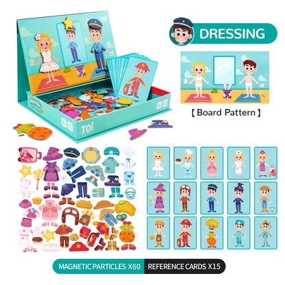 Toi Kids Magnet Toys Magnetic Jigsaw Puzzle Boxes with Game Board for Kids Ages 3-8, Preschool Tabletop Toy for Toddlers, Portable Travel Game, Dressing