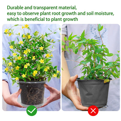 TNTIWQ 20 Pack 4 Inch Clear Nursery Pots with Drainage and 20 Pack Plant Saucers, Plant Pots for Plants Transparent Potting Containers for Plants Seeding Starter Pot (Clear, 4 Inch)