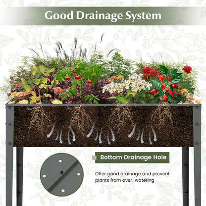 HAPPYGRILL Raised Garden Bed, Galvanized Garden Box with Legs, Drainage Holes, 2 Gloves, Outdoor Planter Box for Garden, Backyard & Patio, 46”x 24” x 32”, Grey