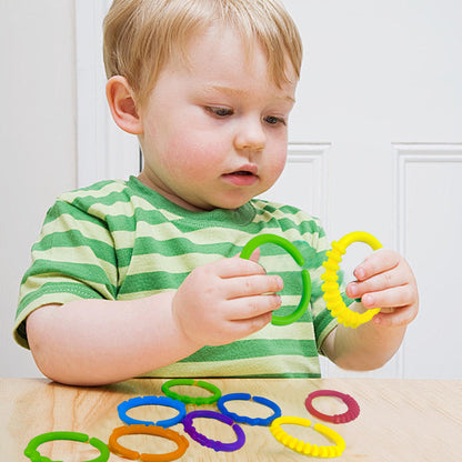 KUTOI Baby Rings Toy Links - 24 Pcs Colorful Teething Rings, Car Seat Toy Plastic Chain Links for Infants, Engaging car seat Toys, Hanging Baby Toys, Versatile Stroller Toy, Plastic Baby Toy