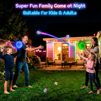 Elecdemic 3D LED Light Up Toss Catch Ball Game Set Sensory Toys Glow in the Dark Throw Paddle Outdoor Yard Lawn Party Cool Baseball Gifts Age 3 4 5 6 7 8 9 10 11 12 Years Old Boy Girl Kid Adult Family