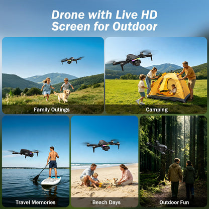 F417PRO Drone with Camera 1080P for Adults Kids, Mini Drone with Screen, Adult Drone, Dual 90° Lens, LED Lights, Optical Flow, Modular Battery, Beginner Drone, One Key Start, Headless, 3D Flip, Case