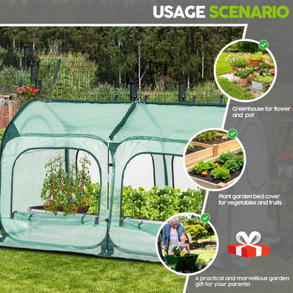 Pop up Greenhouse Tent Cover Tunnel Plant House,Large Gardening Flower Sunshine Room with Mesh Windows,Backyard PE Cover for Cold Frost Protector with Stakes and Rope Guys (Large Size)