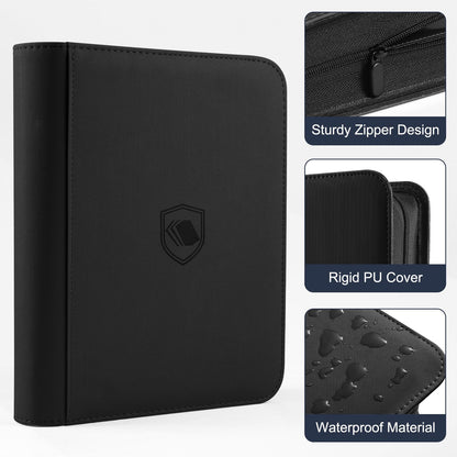 Toploader Binder, Holds 360 Toploader, 100 Toploaders INCLUDED, 9-Pocket PU Cover Top Loader Binder for 3" x 4" Rigid Toploaders, Ringless Double-Sided Toploader Card Binder for TCG, Sport Cards