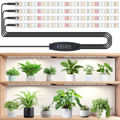 LBW Grow Light for Indoor Plants Full Spectrum, Plant Lights for Indoor Growing with 10 Brightness Levels & Timer 4/8/12 Hours, 240 LED Grow Lights Strip for Plant Growing, 1 Pack