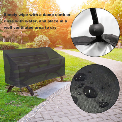 Hoypeyfiy Patio Bench Cover,Furniture Bench Cover,Waterproof Windproof Oxford Fabric Bench Cover for Furniture (Black)