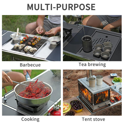CAMPJOURNEY Folding Table IGT Camping Table, Portable Outdoor IGT Cook System, Stainless Steel Camp Table with Carry Bag for Car Camping Picnic RV Trip Patio Backyard BBQ